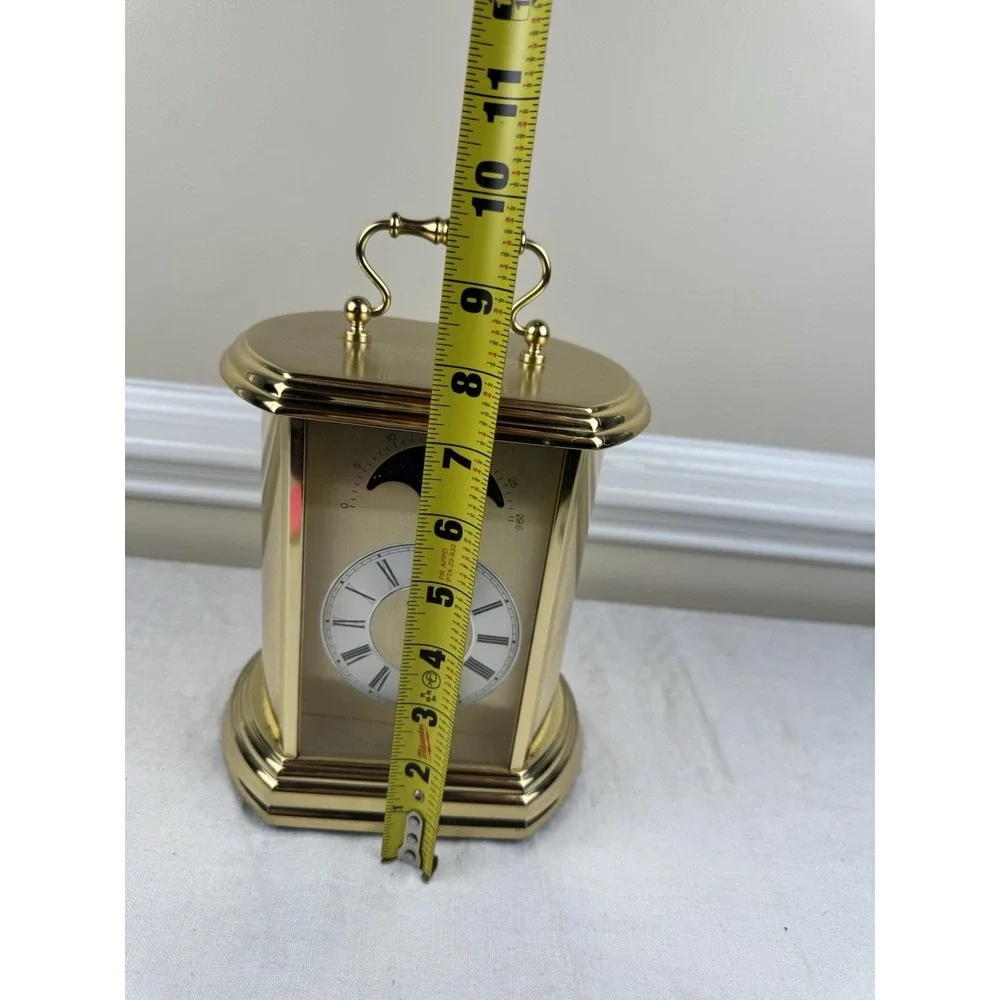 Montreux Jostens Hampshire Brass Carriage Clock Moon Phase Hermle Quartz READ